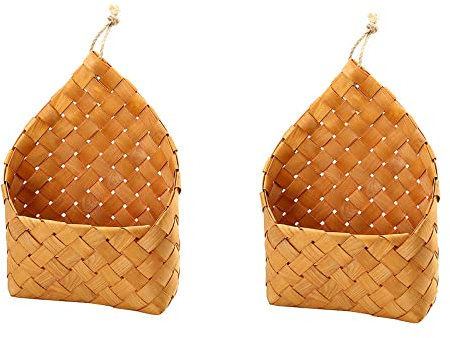 Blanketswarm Set di 2 cestini in vimini, piccoli, da appendere alla parete, in vimini, per decorare la casa e decorare fioriere