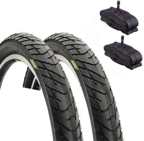 2 Reifen 26 x 2,125+Kammern | amerikanisches Ventil, Straßenreifen für MTB Elektro- und Batterie-Fahrrad