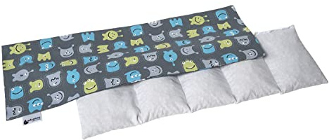 Medi Partners Cuscino Termico noccioli ciliegio 60x20cm 800g 100% Cotone 5 Camere Grande Terapia del freddo Federa sfoderabile (Creature)