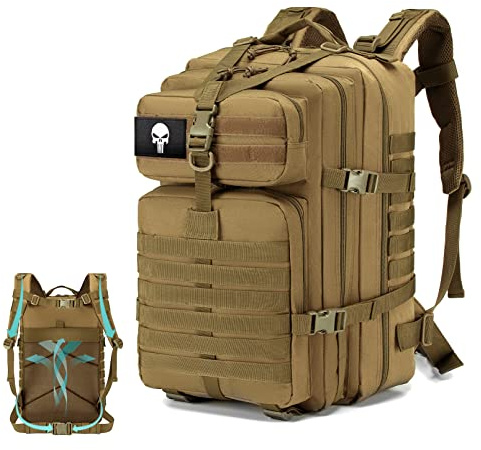 SPAHER Wanderrucksäcke 50L Armee Survival Outdoor Molle Tasche Assault Rucksack Wasserdicht Trekkingrucksack Militärrucksack für Outdoor Wandern Camping