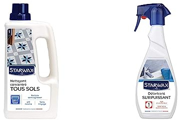 STARWAX Nettoyant Doux pour Sols Intérieurs - 1L - Idéal pour Nettoyer Tous les Sols - Pour un Usage Régulier & Détartrant Surpuissant pour Salle de Bains - 500 ml - Laisse le Support Brillant