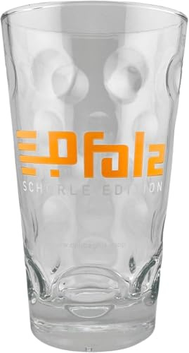 Pfalz Schorle Edition Dubbeglas 0,5 L (Aufdruck Orange) - Schorleglas für eine echte Pfälzer Schorle, Weinglas, Trinkglas