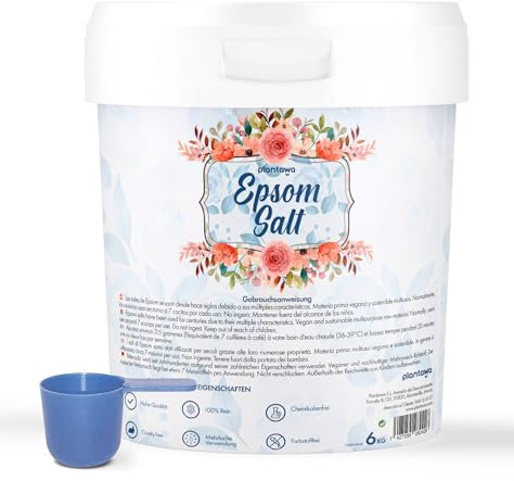 PLANTAWA Epsom Salz 6KG | Reines Magnesiumsulfat Badesalz | Schäumendes Magnesium Bad für Muskelentspannung | Natürliche Aromatherapie für Erholsamen Schlaf | Ohne Zusatzstoffe und 100% Natürlich