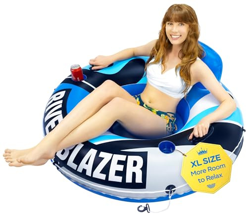 2026 New & Upgraded Sunlite Sports Heavy Duty River Tube Inflatable, Premium Water Float to Lounge Above Lake and River, Outdoor Water Raft Sport Fun, Recreational Use