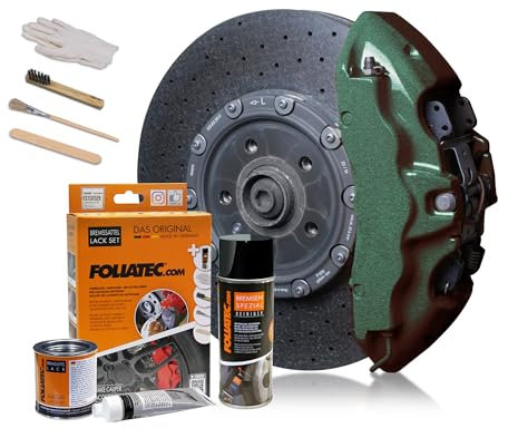 Foliatec Bremssattel Lack Set, Hitzebeständig, Komplettsatz für 4 Bremssättel, Green hell metallic, 7-teiliges Set
