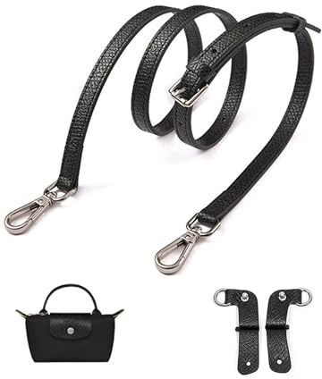 Umiup Schultergurt für Longchamp Tasche Damen Original Mini, Schwarz Lederriemen Schulterriemen für Longchamp Taschen, Tragegurte,Trageriemen für Umhängetasche Longchamp Le Pliage