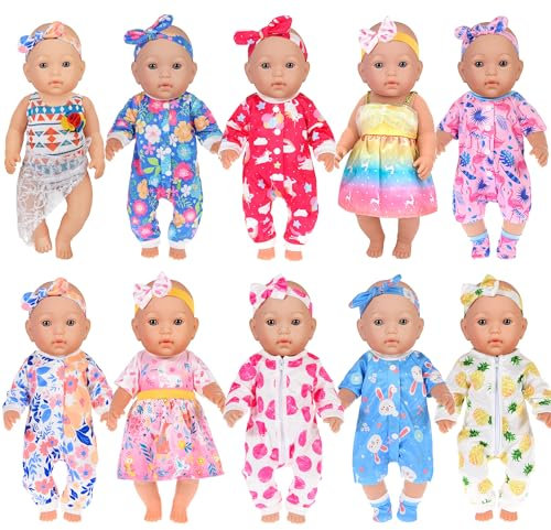 10-Sätze Puppenkleidung umfassen Kleid Outfits und Bikini für 43cm / 17 Zoll Neugeborene Babypuppen (Keine Puppe)