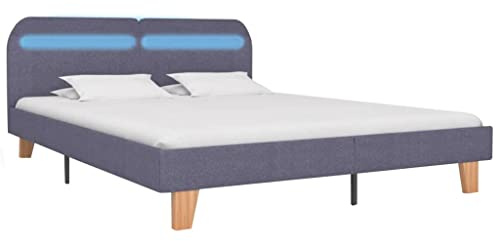 CKioict Cama de día para dormitorio, cama de matrimonio/cama individual, estructura de cama con LED gris claro, tela de 160 x 200 cm, adecuada para dormitorio, salón, habitación de invitados