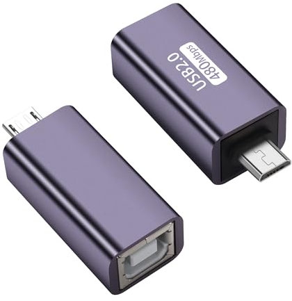 GELRHONR Micro USB a MIDI, adattatore USB B, Micro USB 5 pin maschio a USB tipo B 2.0 femmina stampante Connect convertitore supporto ricarica trasferimento dati, per stampante, scanner, confezione da