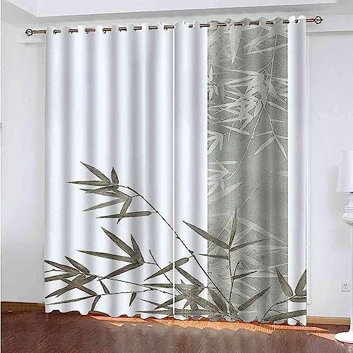 Blickdichter Vorhang, Abstrakter Bambus 2 X 85 X 200 Cm X 2 Vorhang Mit Ösen, Verdunkelungsvorhang, 3D Muster, Gardinen, Kinderzimmer, Schlafzimmer, Thermovorhang, Weihnachtsdekor -4I5H4R2G6O9U6N9K3O0