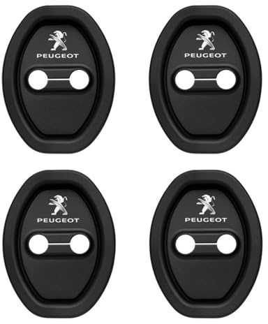 BFRDGE 4Pcs Car Door Lock Cover, for Peugeot 3008 2017-2022 2023 2024 Car Door Latch Protective Cover, Silent Shock Car Silicone Door Latch Protective Cover,A Black