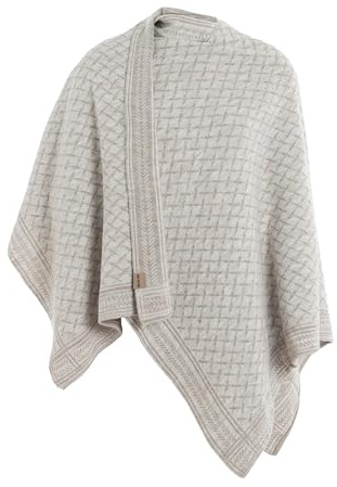 KNIT FACTORY - Dusk Poncho Cape - Elegant Gestrickter Damen Cape - Wickelschal mit Wolle - Hochwertige Qualität