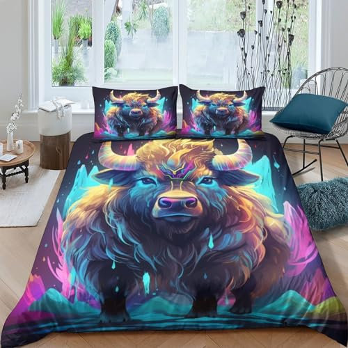 Impreso En 3D Vaca lechera Juego De Cama De con Cierre De Cremallera Funda De Almohada Funda De Edredón Microfibra Double（200x200cm）