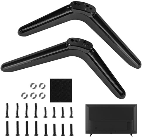 Universal TV Stand Legs, Upgrade TV Base Pedestal Feet with Screws Nonslip Mat, Replacement TV Stand Base Legs for Most TV 32-55 Inch, TV Stand Mount Compatable with TCL，Black