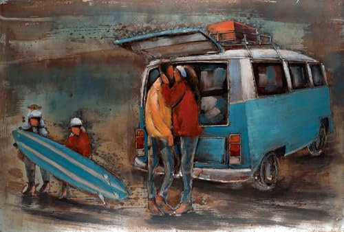 Handgefertigtes Metallbild Strandkuss ca. 117x77 cm Kunst Bild 3D-Optik Wandbild