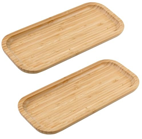 YBCCBY Vassoio Rettangolare in Bamboo, Piatto da Portata in Legno Decorativo per Sottovaso, Torte, Tazze, Caffè (30 x 13 x 2cm)