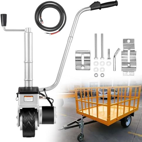 ZEEKYFOR Boat Trailer Mover 5000 Lbs, 2.7in Wide Tire Motorised Trailer Support Wheel, 12V 350W Mover for Camper Boat, Adjustable Clamp Height