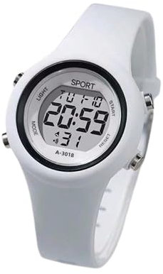 ALCENTIS Digital damklocka ultra HD-skärm - multifunktionell, sportig och avslappnad design - inkluderar stoppur, väckarklocka, datumfunktion - silikonarmband, Vitt och blått, Sport