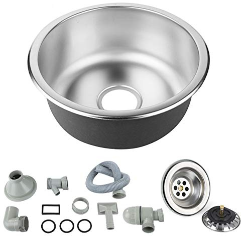 WOTAT Petit Évier De Cuisine, Bol Unique Évier En Acier Inoxydable Camping-car RV Pour Installation Encastrée Et Encastrée Égouttoir Réversible,Évier de Cuisine en Acier Inoxydable 1 Bac (41*41*20cm)
