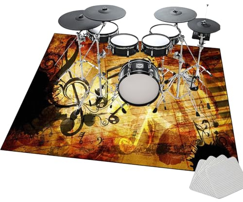 JaevKwzy Professioneller Drum Teppich | Schlagzeug Teppich | Professionelles rechteckiges elektronisches Jazz Schlagzeug Kit | 200 x 180 cm rutschfeste Drum Rug | Schallschutz Trommelmatte