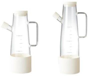 HYKJCSS Aceitera Antigoteo Dispensador De Aceite Aceitera Y Vinagrera De Vidrio, A Prueba De Fugas, Juego De 2 Piezas For Cocina Vinagrera Botella para Aceite(Beige)