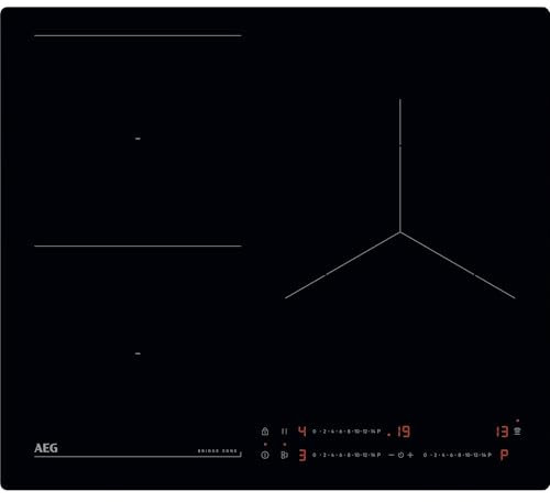 AEG TO63IQ0BIB Placa de Inducción, 60 cm, 3 Zonas de Cocción, FlexiPuente, Sistema Hob2Hood, Función PowerBoost y Pausa, Controles Deslizantes Independientes, Temporizador Individual, Sin Marco, Negro
