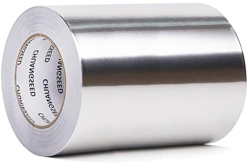 CHUANGSEED 1 rotolo di nastro adesivo in alluminio 150 mm x 50 m per installazioni da cucina, schermatura e isolamento, riparazione di guarnizioni, nastro autoadesivo in alluminio resistente alle alte