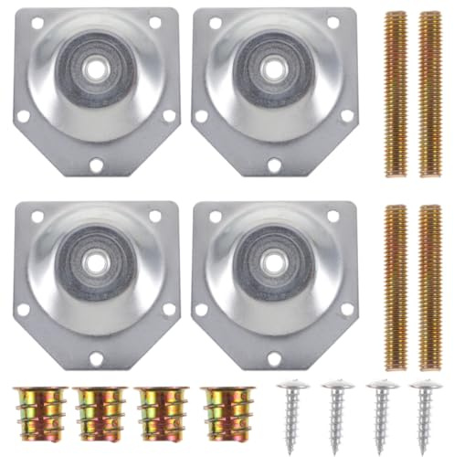 VILLCASE Furniture Leg Mounting Plates 7X7 Inch Angled Metal Brackets with Screws for Table and Chair Legs DIY Furniture Hardware Set