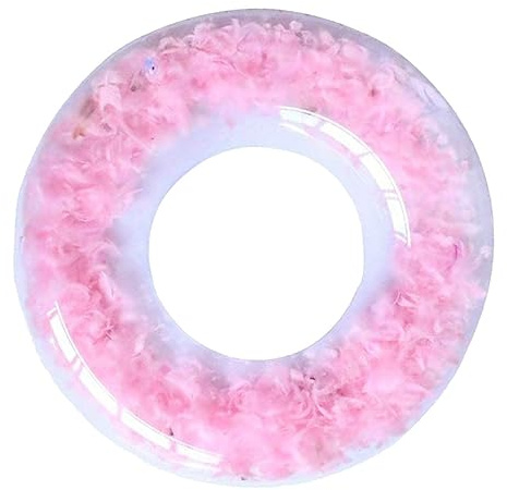 ibasenice Aufblasbarer PVC Schwimmring Transparenter Feder Wasser Schwimmring für Erwachsene für Pool und Strand Rosa Langlebig und Perfektes