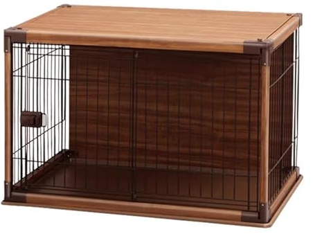 Heavy Duty Wooden Dog Crate with Smooth Sliding Door, Furniture Style Pet Crate for Small and Medium Dogs, Space Saving Design