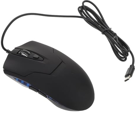 Mikikit Souris USB C Filaire pour Accessoires Ordinateurs de Jeu, Rétroéclairage LED, Design Ergonomique 6 Boutons, Compatibilité Polyvalente