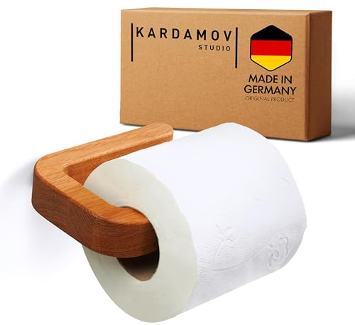 Kardamov Studio Toilettenpapierhalter Holz Made in Berlin – Klopapierhalter selbstklebend, WC-Papierhalter aus Eiche, Toilettenpapierhalter ohne Bohren, Klopapierhalter WC Rollenhalter
