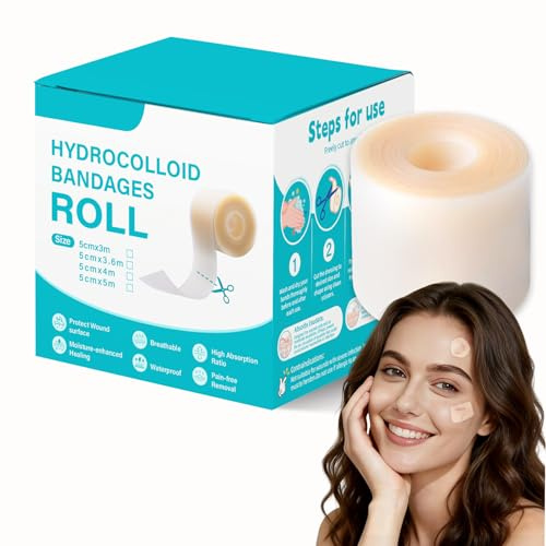 Bxy Quidnunc Hydrocolloid Roll, 5 cm x 3m, Geeignet für Akne, Blasen, Schnitte, Schürfwunden Und Wundversorgung, Cut to Measure, Ein Muss In Jeder Hausapotheke. 1 Rolle.