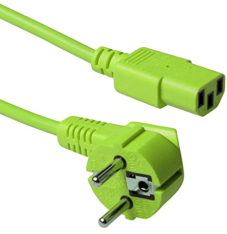 ACT C13 Buchse auf CEE7/7 Stecker Kaltgerätekabel 3m Grün – AK5139 | für PDU's