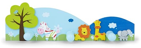 Mousehouse Gifts Kinder Wandhaken Kleiderhaken Sarari Dschungel Tier für Kinderzimmer Jungen oder Mädchen