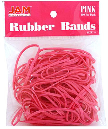 JAM PAPER Colourful Rubber Bands - #33 Size - Pink Rubberbands - 100/Pack