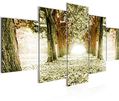 Runa Art - Bilder Wald Landschaft 200 x 100 cm 5 Teilig XXL Wanddekoration Design Grün 605651c
