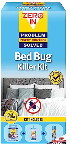 Zero In All-in-One Bed Bug Killer Kit. Prevent Reinfestations. Kills Bed Bugs, Eggs & Larvae. Value Kit Includes Bed Bug Traps - 5 Pack; Bed Bug & Dust Mite Powder; Bed Bug & Dust Mite Killer Aerosol
