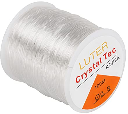 Luter 0,8 mm, elastisches Band, transparent, für Armbänder, Halsketten, Perlen, Schmuck | Transparente Perlenschnur für Schmuckherstellung, Halsketten, Armbänder, Perlenschnur