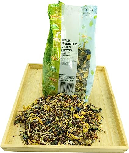 Getzoo Goldhamster Basisfutter 500g I Naturorientiert I Kontextualisierte Ernährung I Reich an Gräsern I Leichtes Futter für I Separates Eiweißzufuhr-System