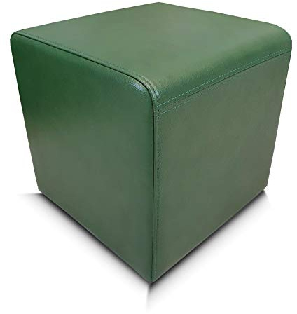 Quattro Meble Grün Echtleder Hocker 40x40x40 cm Sitzhocker Rindsleder Sitzwürfel Fußhocker Polsterhocker Puff grünes Echt Leder Antique H-5 Green mit Nähten in Lederfarbe