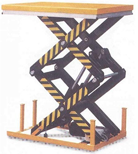 Piattaforma elevatrice elettroidraulica a doppio pantografo con piano di sollevamento fisso elevatore a forbice cm.130x85 grande tavolo sollevatore portata Kg.2000 h.cm.178 NPFD200EF