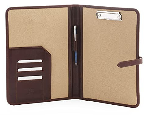 A4 Leder Klemmbrettmappe Braun – Handgefertigte Leder Notizmappe mit Klemme & hochwertige Schreibunterlage – Edle Leder Schreibplatte, A4 Klemmbrett Leder & Dokumentenhalter Leder - Noda