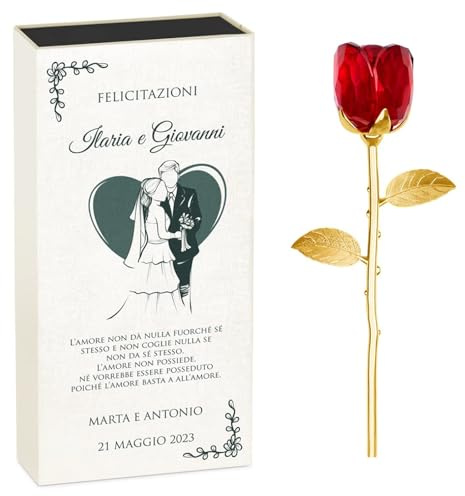 Maverton Rosa eterna in vetro in scatola personalizzata, Rosa in vetro | Rosa stabilizzata, Rosa immortale, Rosso, Oro, Idea regalo per anniversario, sposi