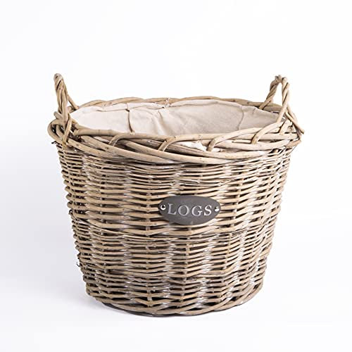 Rustic Countryside Style Chunky Wicker Fireside Heavy Duty Log Baskets Kindling Wood Basket