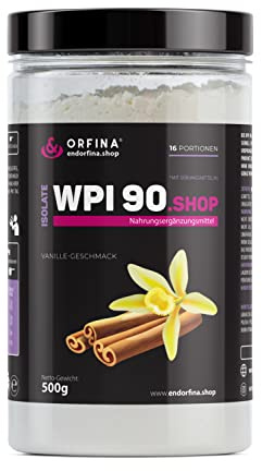 Endorfina Whey Isolate Protein Pulver 500g - Whey Protein 90% in Spitzenqualität - Eiweißpulver Kalorienbewusst ohne Zuckerzusatz - Ideal für Muskelaufbau & Diät - Vanille Geschmack 16 Portionen