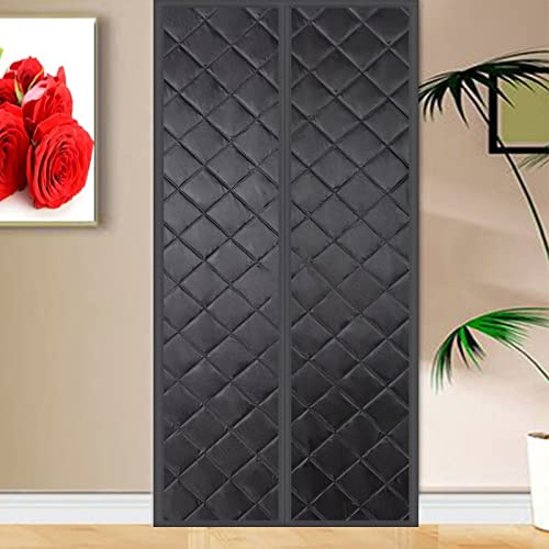 Wärmeschutzvorhang Winter Magnetisch Hitzeschutz mit Magnet Türvorhang Thermo kälteschutz Filz für türen Balkontür Außentür Wohnzimmer 90x205cm Schwarz