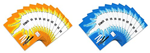 LIMIT Schulheft 100050511 10er Pack A4 Lineatur 26 - kariert mit Rand 16 Blatt orange & Schulheft 10er Pack A4 Lineatur 21 - liniert ohne Rand 16 Blatt blau