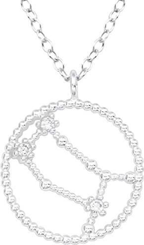 EYS JEWELRY Sternzeichen Kette Halskette Damen Silber 925 mit Anhänger Sternbild Zirkonia Kristalle Geschenke für Frauen Freundin Silberkette 45 cm im Schmucketui