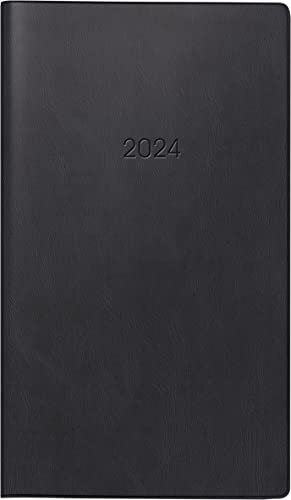 BRUNNEN Wochenkalender Modell 756 2024 2 Seiten = 1 Woche Blattgröße 8,7 x 15,3 cm schwarz